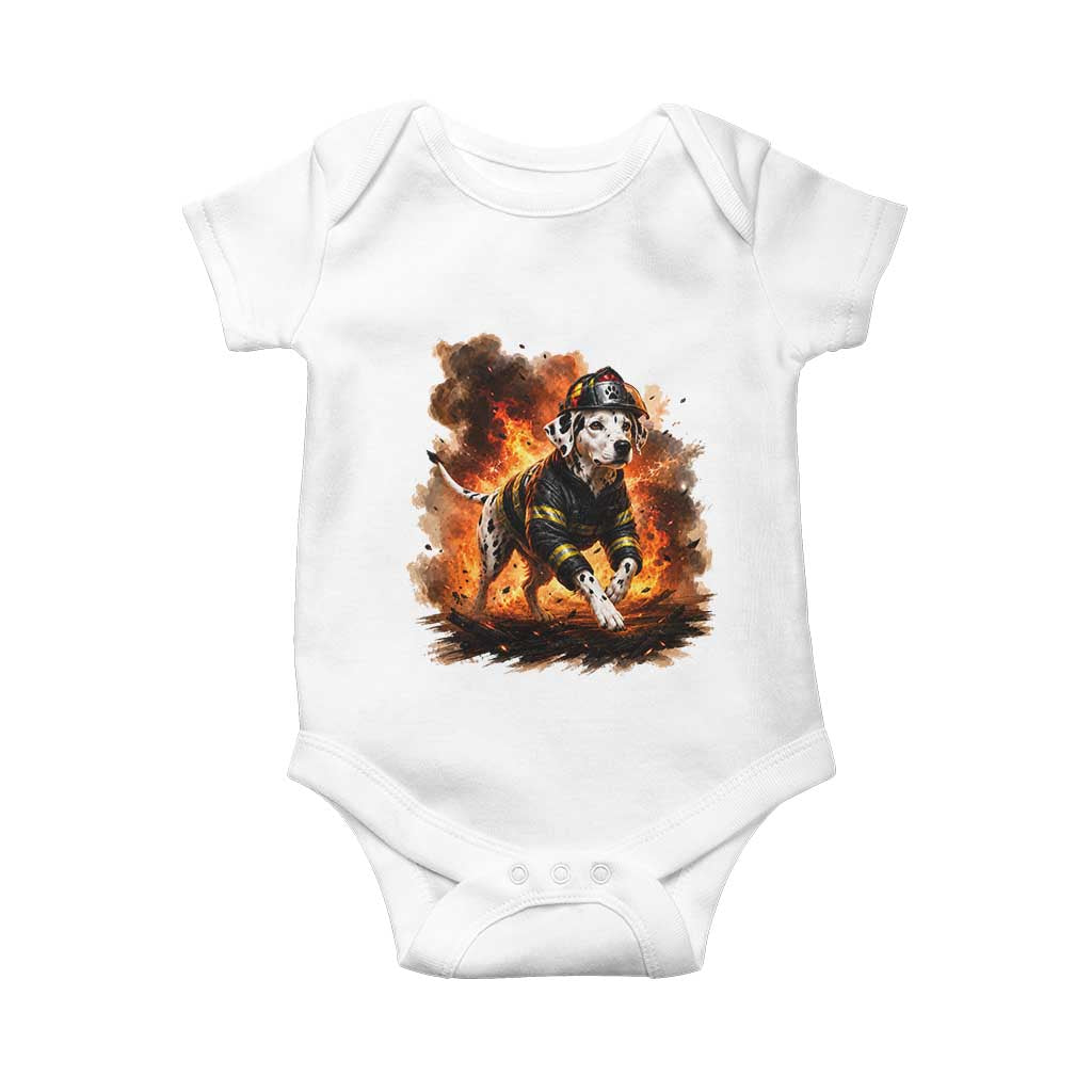 Dalmatian Firefighter Hero Baby Onesie Fire Engine Rescue Dog Lover Gift