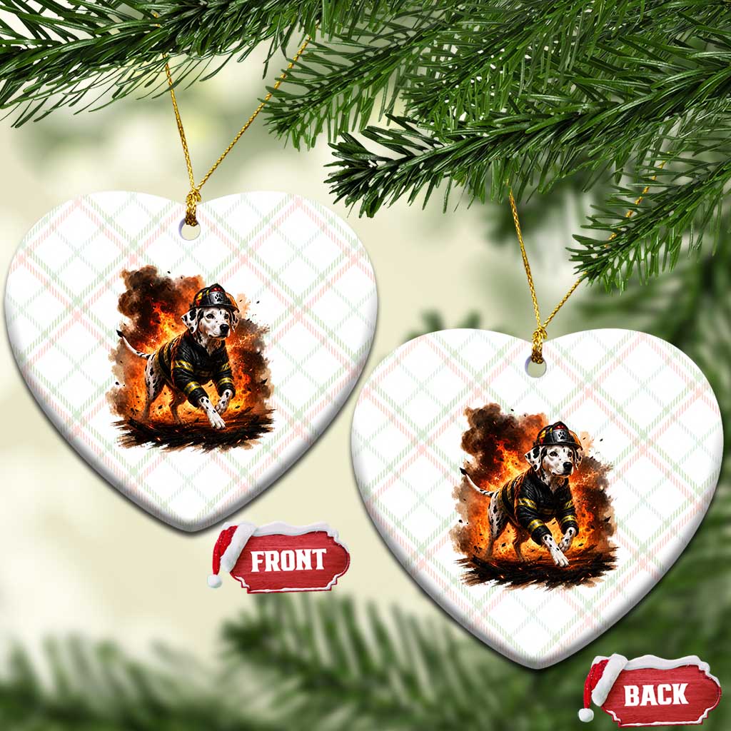 Dalmatian Firefighter Hero Ceramic Ornament Fire Engine Rescue Dog Lover Gift