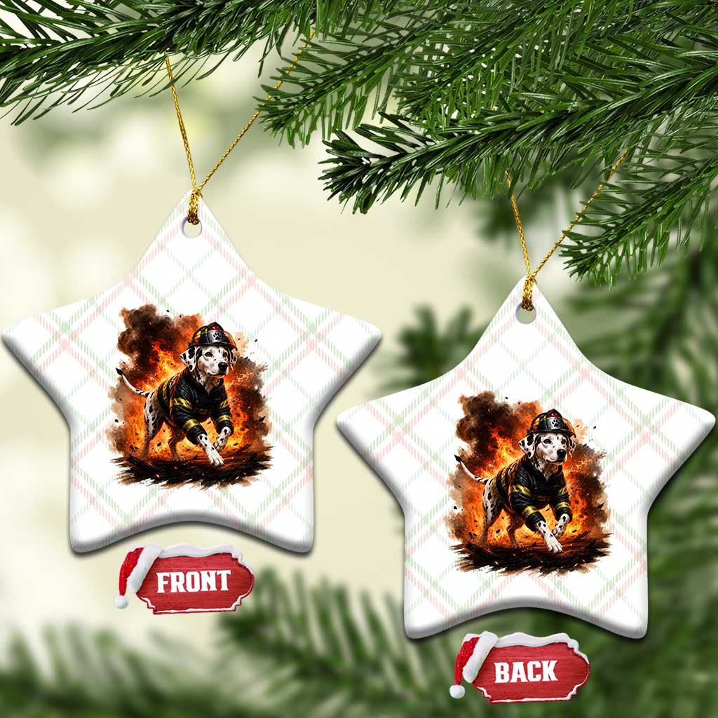 Dalmatian Firefighter Hero Ceramic Ornament Fire Engine Rescue Dog Lover Gift
