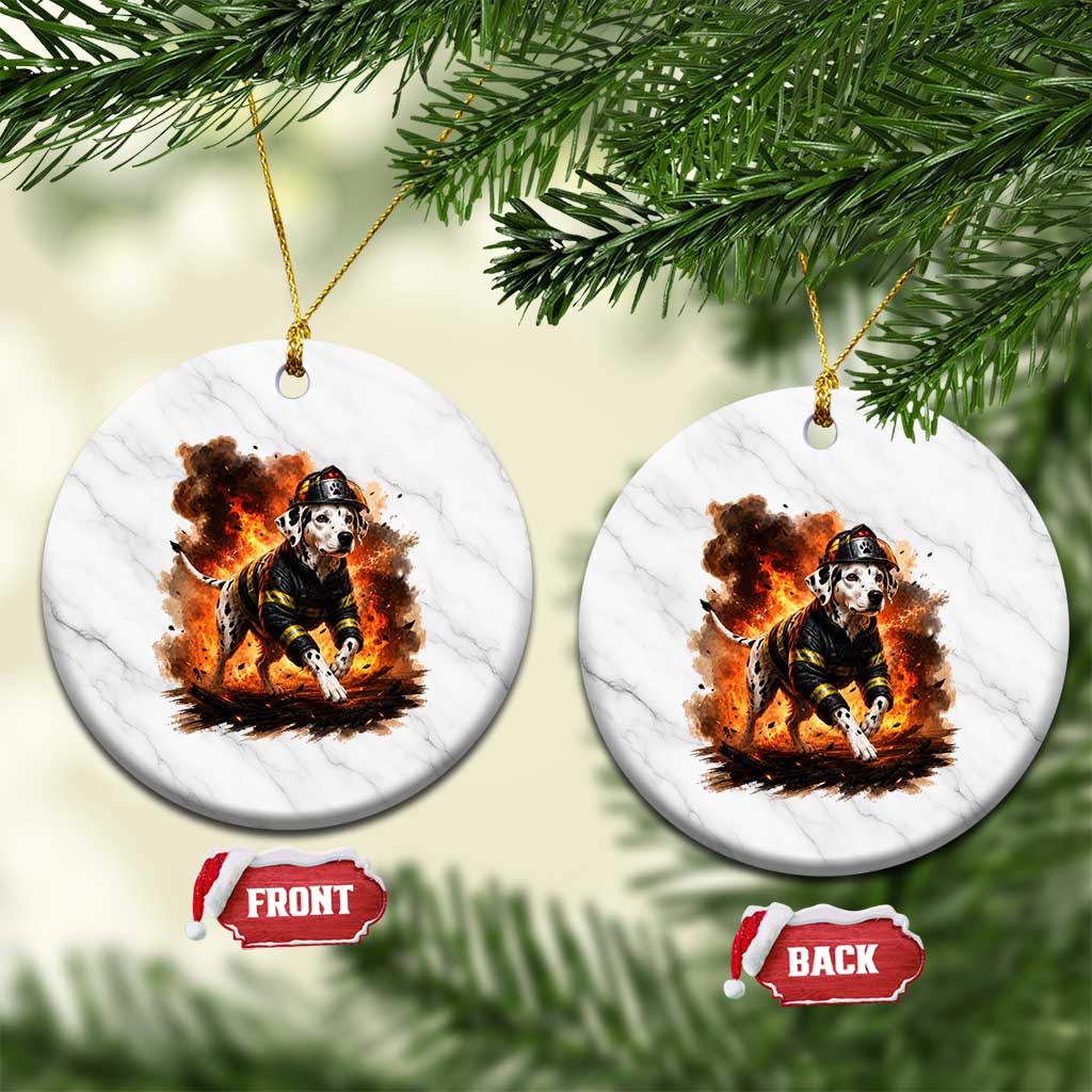 Dalmatian Firefighter Hero Ceramic Ornament Fire Engine Rescue Dog Lover Gift