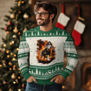 Dalmatian Firefighter Hero Ugly Christmas Sweater Fire Engine Rescue Dog Lover Gift