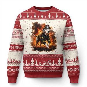 Dalmatian Firefighter Hero Ugly Christmas Sweater Fire Engine Rescue Dog Lover Gift