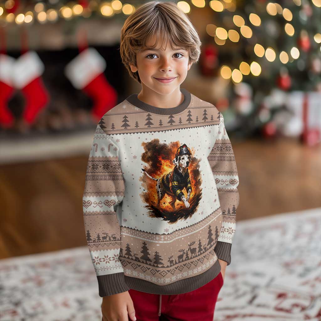 Dalmatian Firefighter Hero Ugly Christmas Sweater Fire Engine Rescue Dog Lover Gift