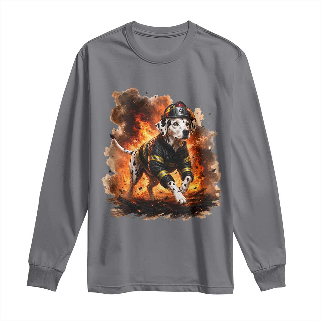Dalmatian Firefighter Hero Long Sleeve Shirt Fire Engine Rescue Dog Lover Gift
