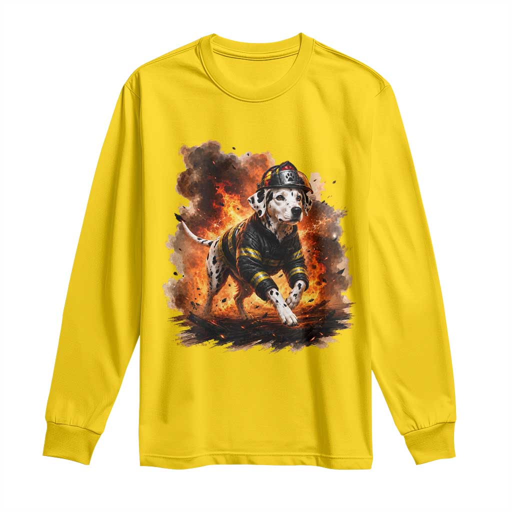 Dalmatian Firefighter Hero Long Sleeve Shirt Fire Engine Rescue Dog Lover Gift