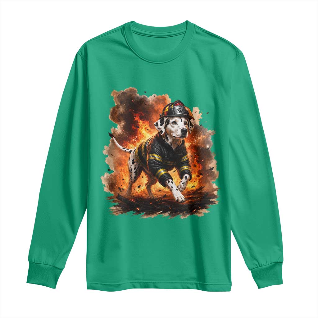 Dalmatian Firefighter Hero Long Sleeve Shirt Fire Engine Rescue Dog Lover Gift