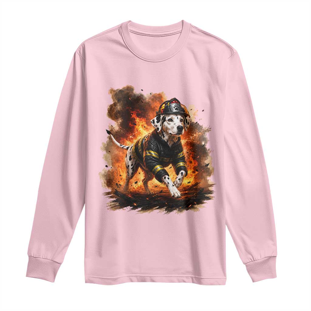 Dalmatian Firefighter Hero Long Sleeve Shirt Fire Engine Rescue Dog Lover Gift
