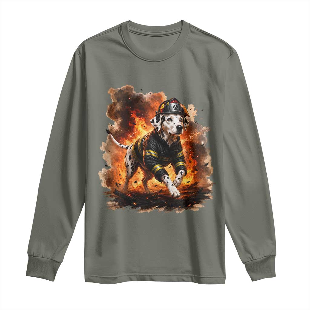 Dalmatian Firefighter Hero Long Sleeve Shirt Fire Engine Rescue Dog Lover Gift