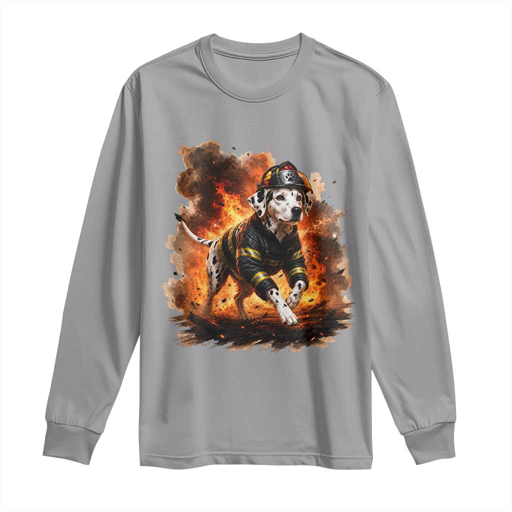 Dalmatian Firefighter Hero Long Sleeve Shirt Fire Engine Rescue Dog Lover Gift