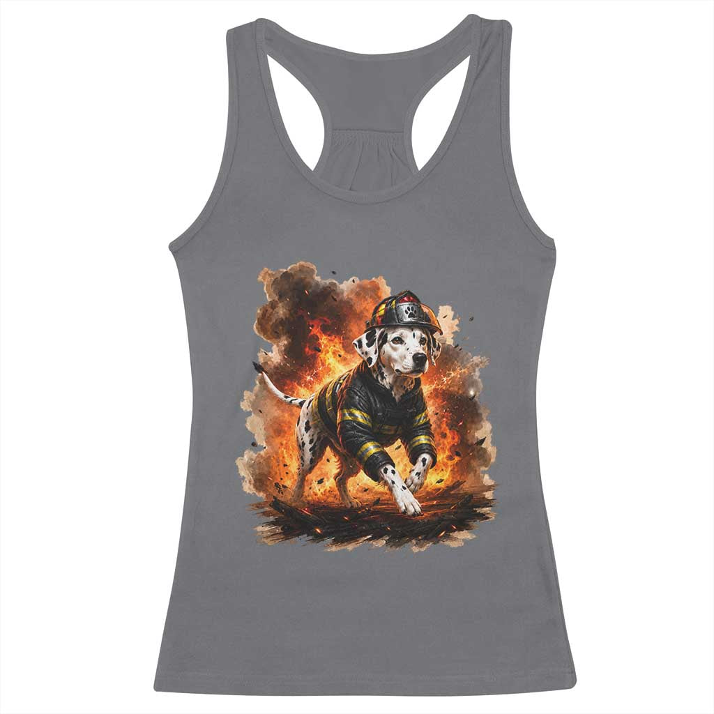 Dalmatian Firefighter Hero Racerback Tank Top Fire Engine Rescue Dog Lover Gift