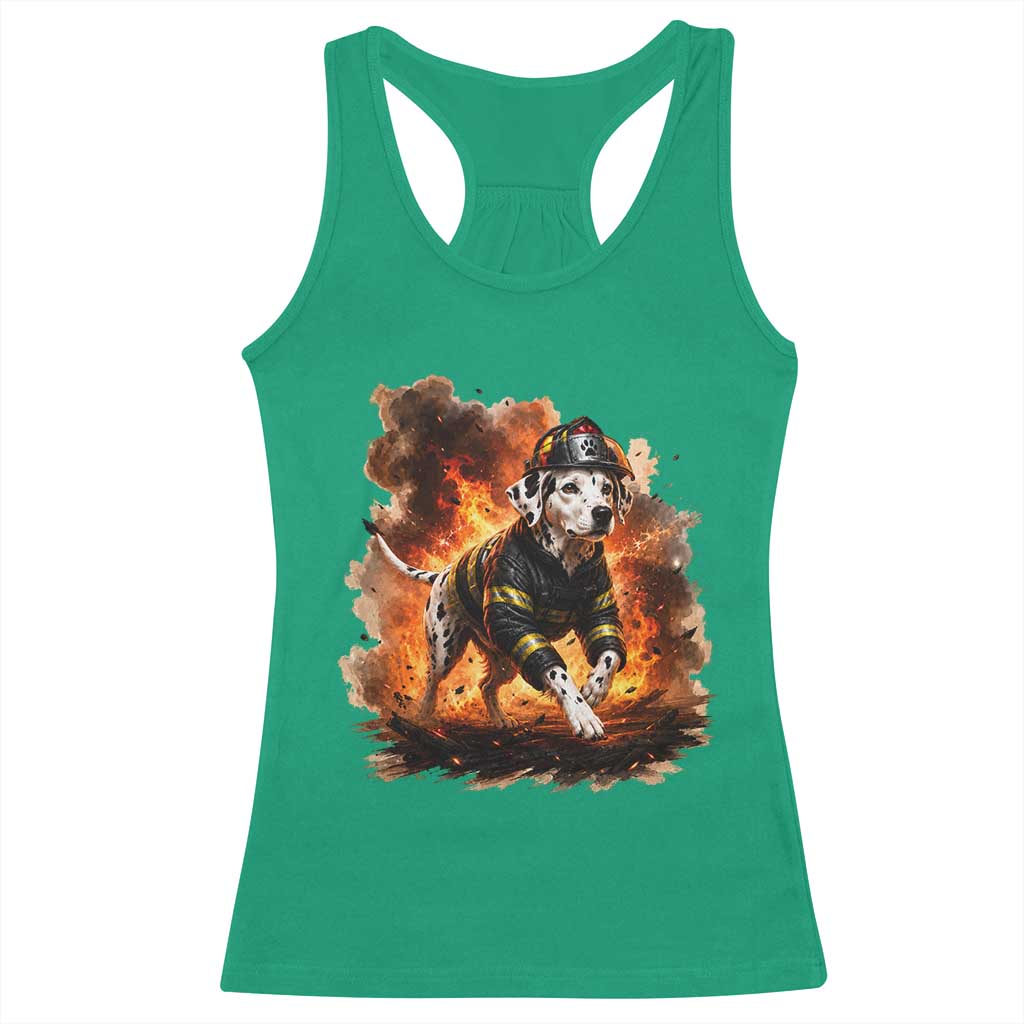 Dalmatian Firefighter Hero Racerback Tank Top Fire Engine Rescue Dog Lover Gift