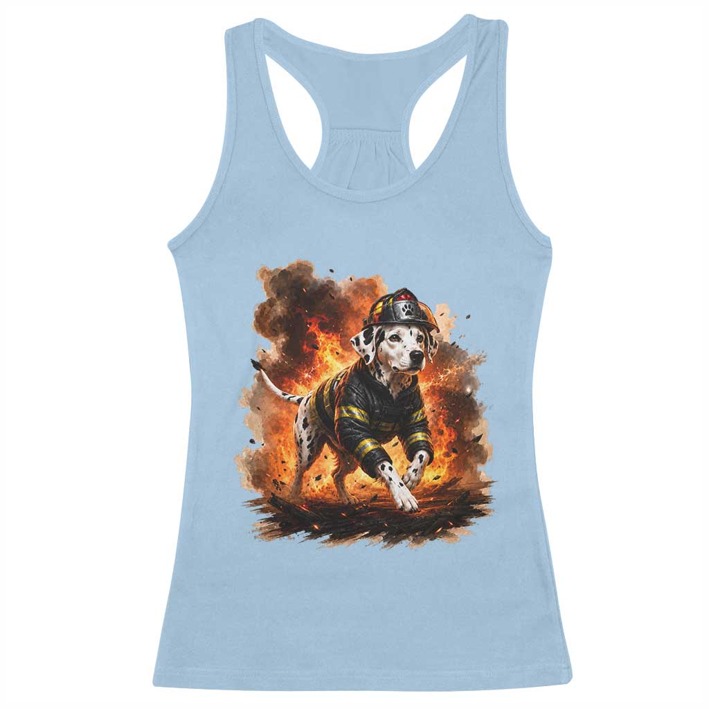 Dalmatian Firefighter Hero Racerback Tank Top Fire Engine Rescue Dog Lover Gift