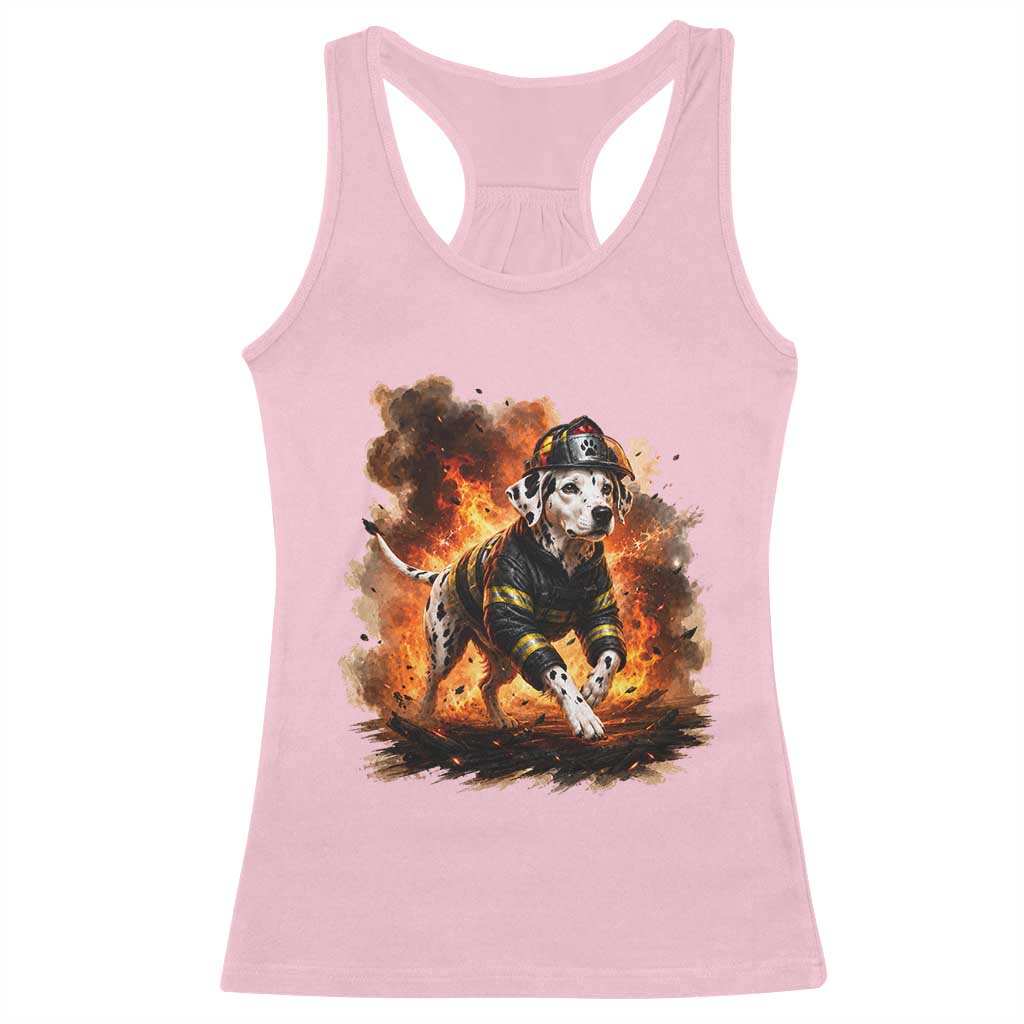 Dalmatian Firefighter Hero Racerback Tank Top Fire Engine Rescue Dog Lover Gift