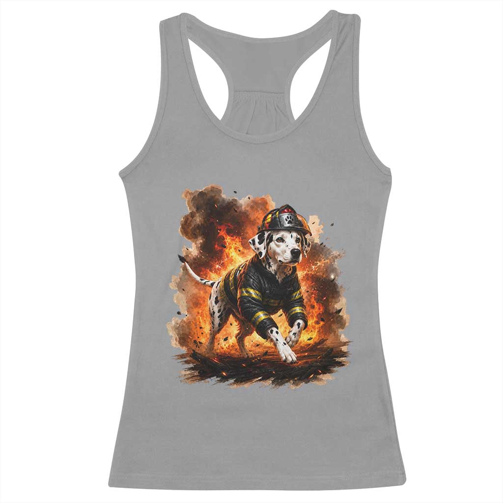 Dalmatian Firefighter Hero Racerback Tank Top Fire Engine Rescue Dog Lover Gift