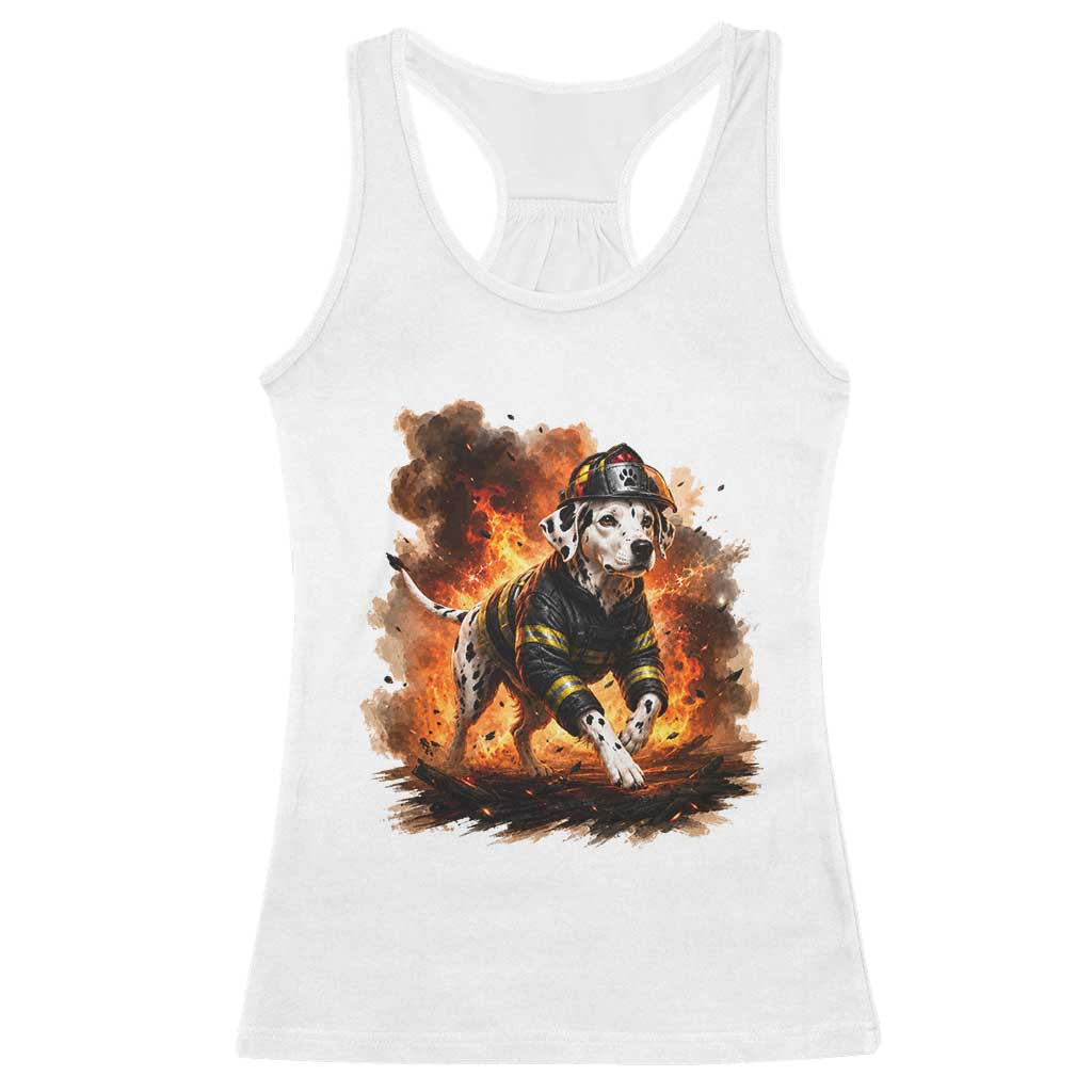 Dalmatian Firefighter Hero Racerback Tank Top Fire Engine Rescue Dog Lover Gift