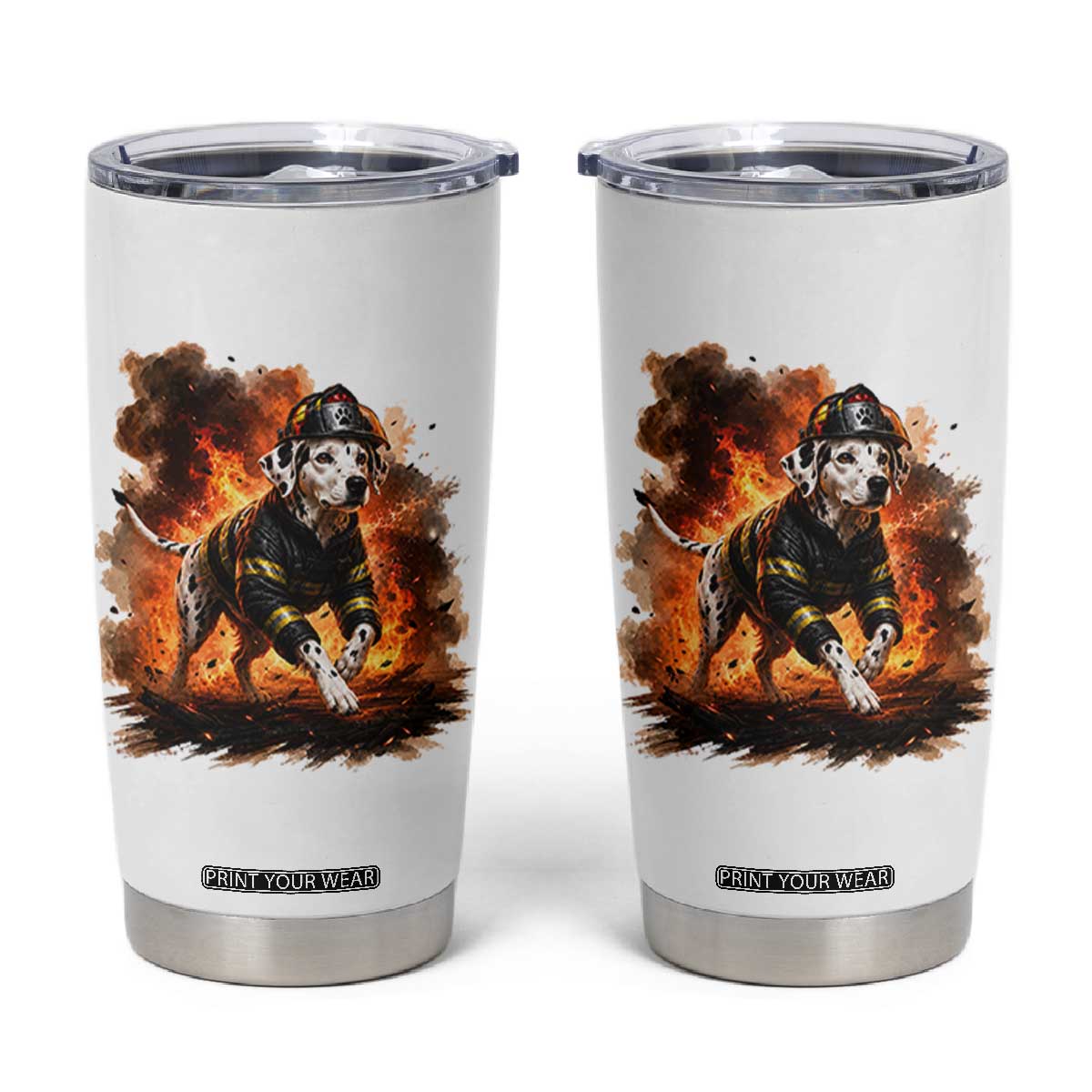 Dalmatian Firefighter Hero Tumbler Cup Fire Engine Rescue Dog Lover Gift