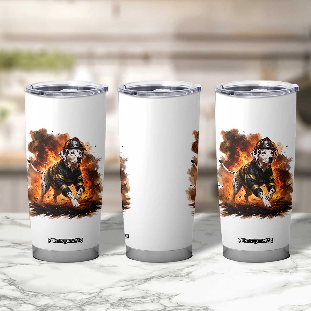 Dalmatian Firefighter Hero Tumbler Cup Fire Engine Rescue Dog Lover Gift