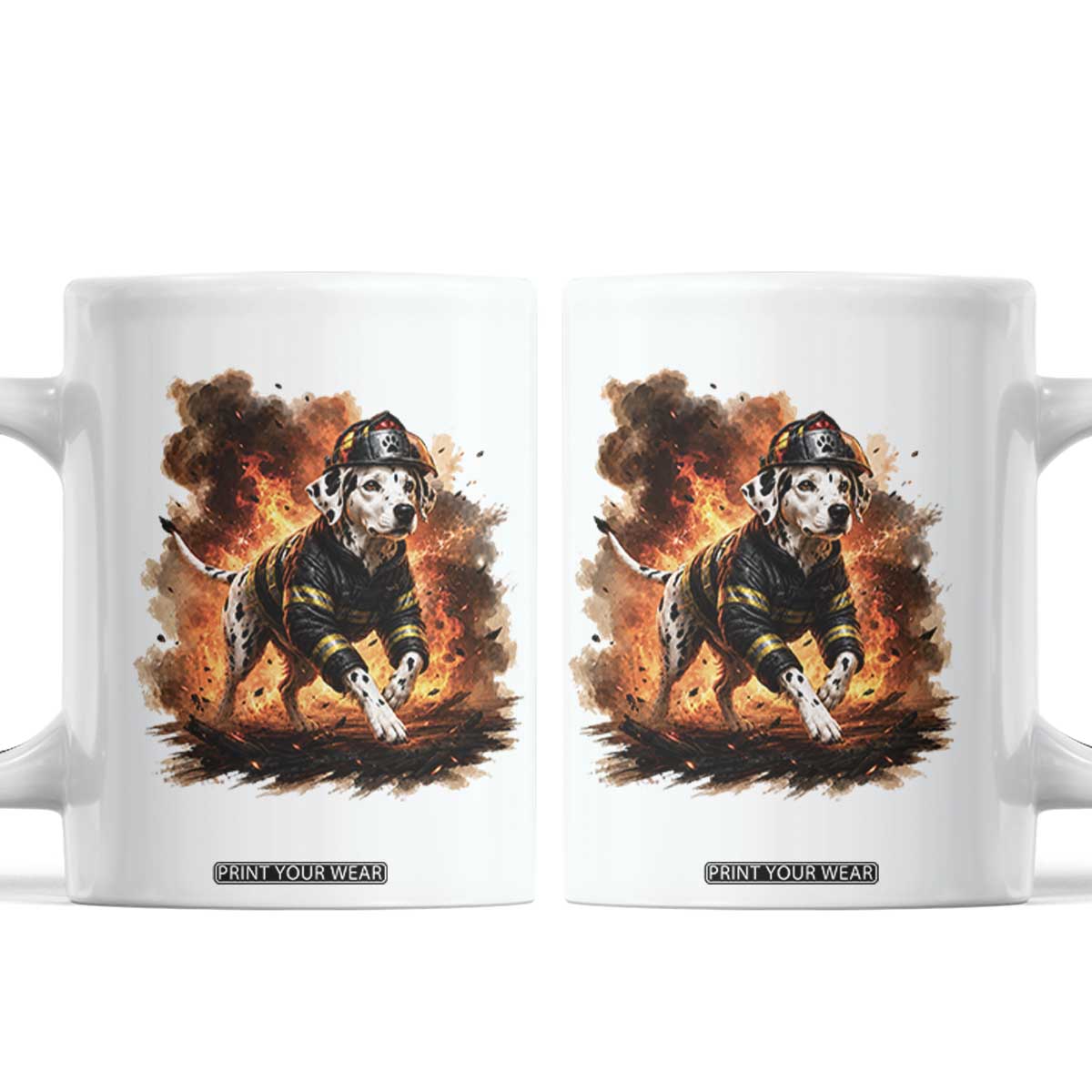 Dalmatian Firefighter Hero Coffee Mug Fire Engine Rescue Dog Lover Gift