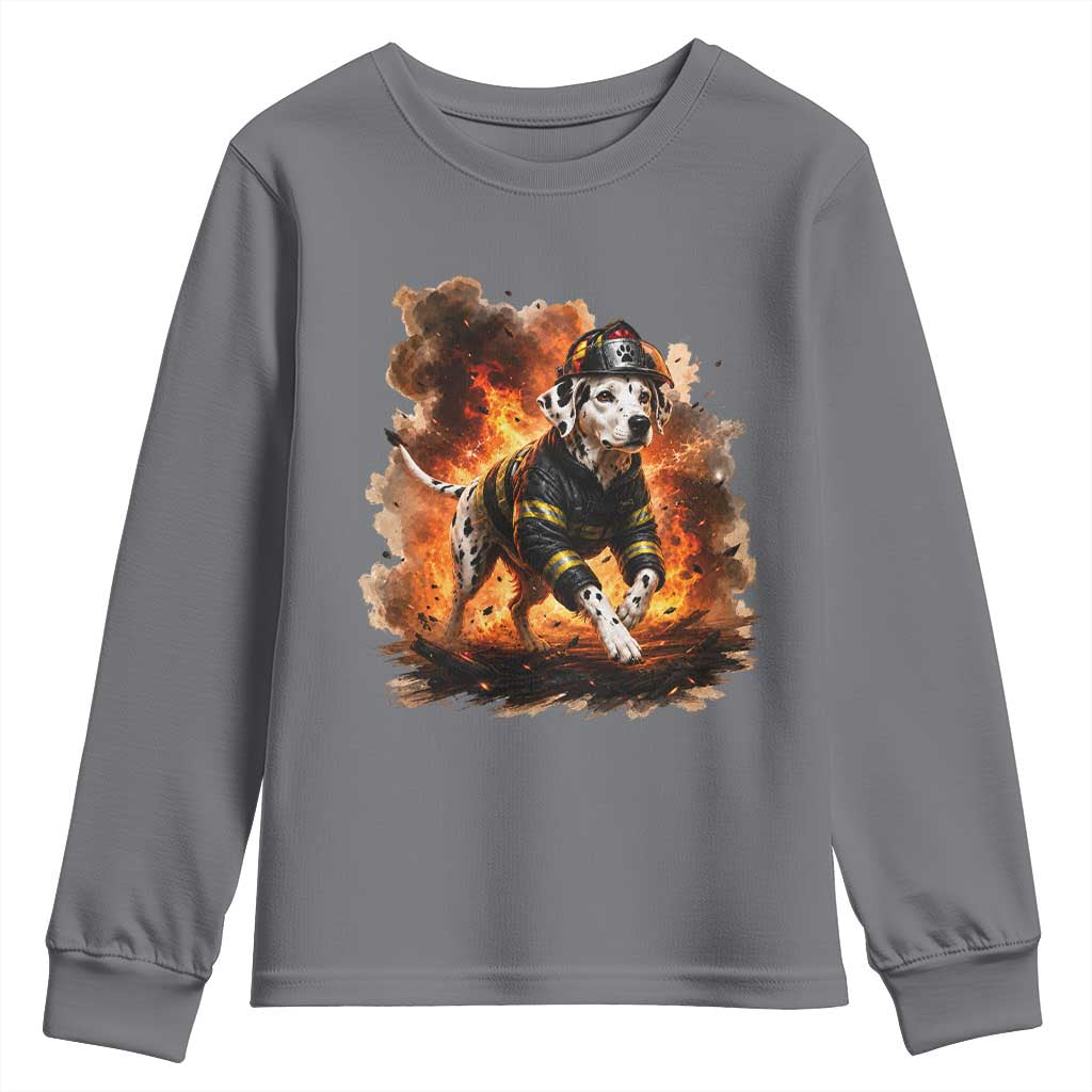 Dalmatian Firefighter Hero Youth Sweatshirt Fire Engine Rescue Dog Lover Gift