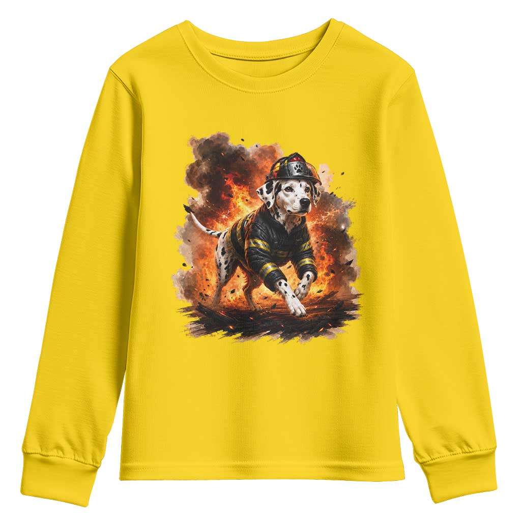 Dalmatian Firefighter Hero Youth Sweatshirt Fire Engine Rescue Dog Lover Gift