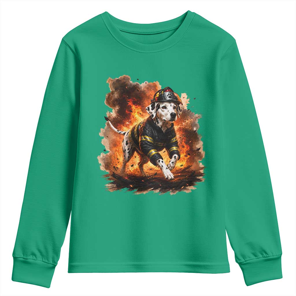 Dalmatian Firefighter Hero Youth Sweatshirt Fire Engine Rescue Dog Lover Gift