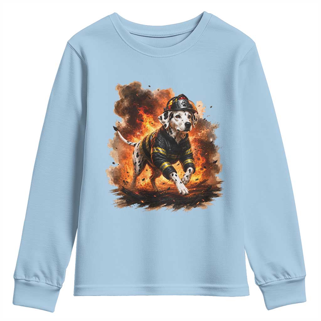 Dalmatian Firefighter Hero Youth Sweatshirt Fire Engine Rescue Dog Lover Gift