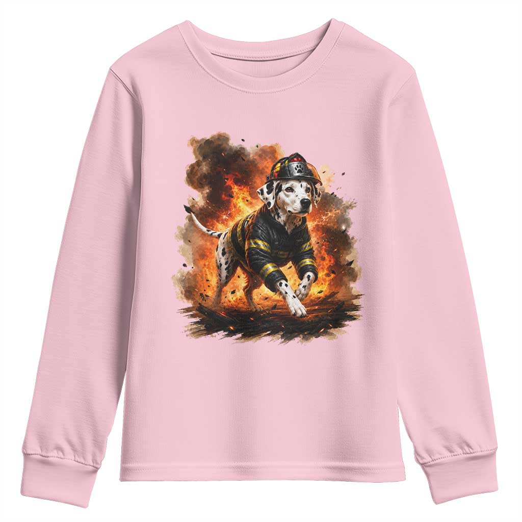Dalmatian Firefighter Hero Youth Sweatshirt Fire Engine Rescue Dog Lover Gift