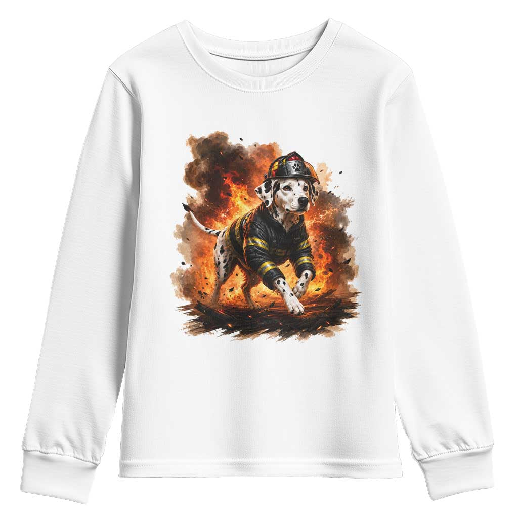 Dalmatian Firefighter Hero Youth Sweatshirt Fire Engine Rescue Dog Lover Gift