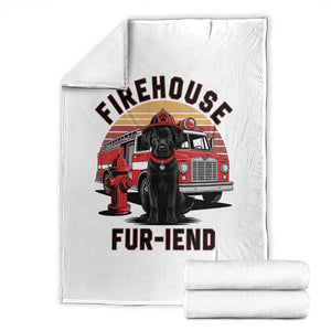 Firehouse Furiend Black Labrador Firefighter Throw Blanket Fire Engine Rescue Dog Lover Gift