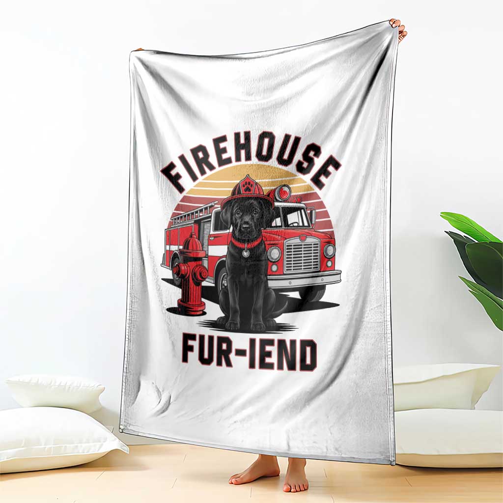Firehouse Furiend Black Labrador Firefighter Throw Blanket Fire Engine Rescue Dog Lover Gift