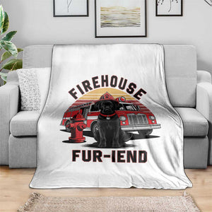 Firehouse Furiend Black Labrador Firefighter Throw Blanket Fire Engine Rescue Dog Lover Gift