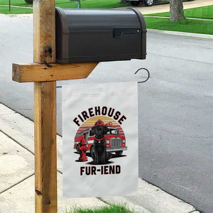 Firehouse Furiend Black Labrador Firefighter Garden Flag Fire Engine Rescue Dog Lover Gift