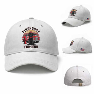 Firehouse Furiend Black Labrador Firefighter Baseball Cap Fire Engine Rescue Dog Lover Gift