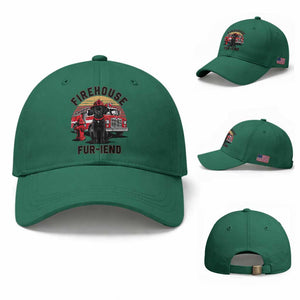 Firehouse Furiend Black Labrador Firefighter Baseball Cap Fire Engine Rescue Dog Lover Gift