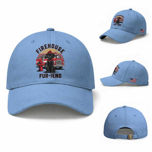 Firehouse Furiend Black Labrador Firefighter Baseball Cap Fire Engine Rescue Dog Lover Gift