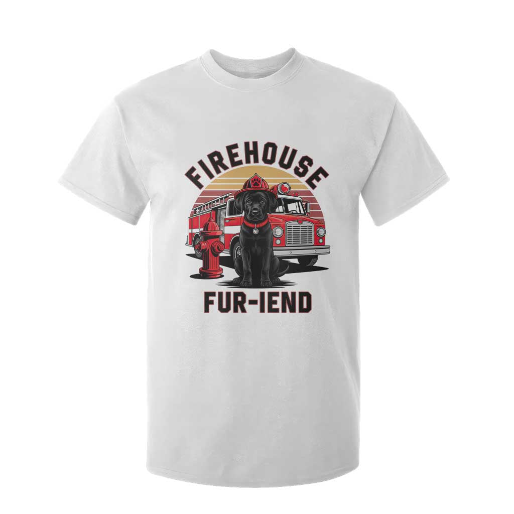 Firehouse Furiend Black Labrador Firefighter T Shirt For Kid Fire Engine Rescue Dog Lover Gift