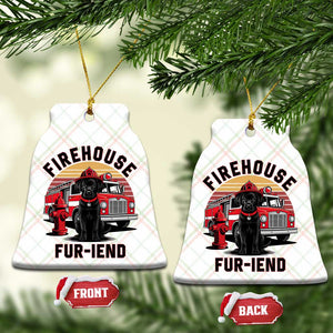 Firehouse Furiend Black Labrador Firefighter Ceramic Ornament Fire Engine Rescue Dog Lover Gift