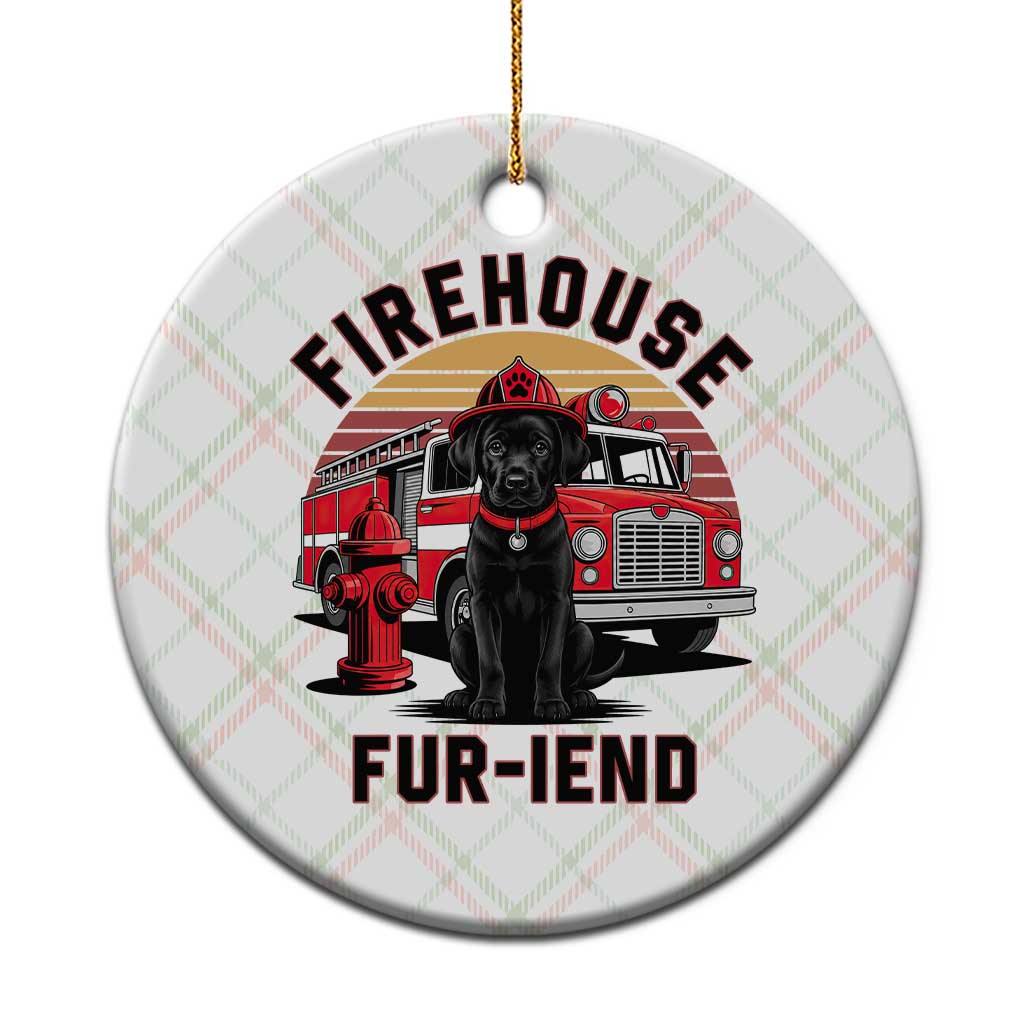 Firehouse Furiend Black Labrador Firefighter Ceramic Ornament Fire Engine Rescue Dog Lover Gift