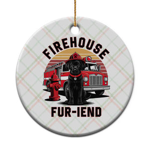 Firehouse Furiend Black Labrador Firefighter Ceramic Ornament Fire Engine Rescue Dog Lover Gift