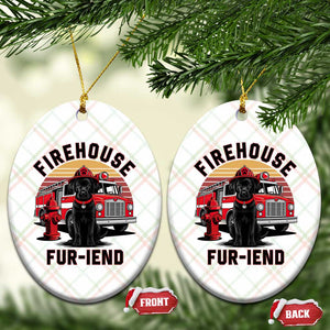 Firehouse Furiend Black Labrador Firefighter Ceramic Ornament Fire Engine Rescue Dog Lover Gift