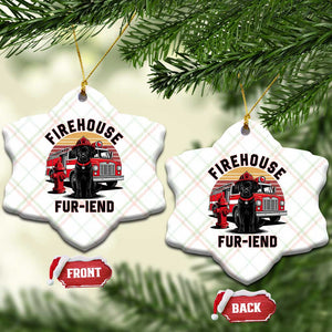 Firehouse Furiend Black Labrador Firefighter Ceramic Ornament Fire Engine Rescue Dog Lover Gift