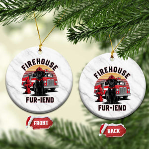 Firehouse Furiend Black Labrador Firefighter Ceramic Ornament Fire Engine Rescue Dog Lover Gift