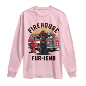 Firehouse Furiend Black Labrador Firefighter Long Sleeve Shirt Fire Engine Rescue Dog Lover Gift