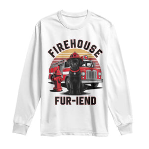 Firehouse Furiend Black Labrador Firefighter Long Sleeve Shirt Fire Engine Rescue Dog Lover Gift