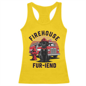 Firehouse Furiend Black Labrador Firefighter Racerback Tank Top Fire Engine Rescue Dog Lover Gift