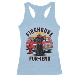 Firehouse Furiend Black Labrador Firefighter Racerback Tank Top Fire Engine Rescue Dog Lover Gift