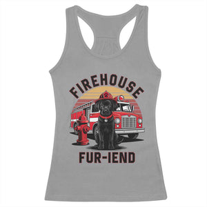 Firehouse Furiend Black Labrador Firefighter Racerback Tank Top Fire Engine Rescue Dog Lover Gift