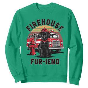 Firehouse Furiend Black Labrador Firefighter Sweatshirt Fire Engine Rescue Dog Lover Gift