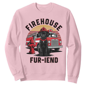 Firehouse Furiend Black Labrador Firefighter Sweatshirt Fire Engine Rescue Dog Lover Gift