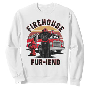 Firehouse Furiend Black Labrador Firefighter Sweatshirt Fire Engine Rescue Dog Lover Gift